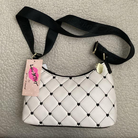Betsey Johnson, White/Black LBLOLA Crossbody, NWT - Picture 9 of 9